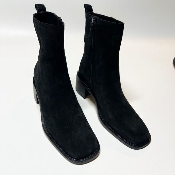 Everlane The City Boot in Black Suede Square Toe Size 7.5 New - Picture 6 of 16